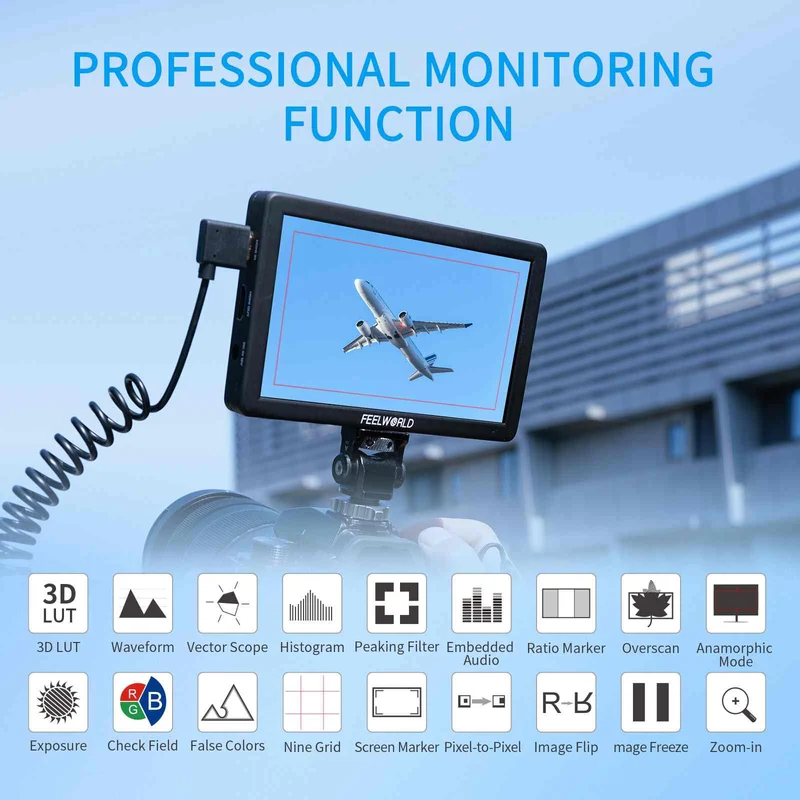 FEELWORLD T6 6-Zoll 450nit Kamera Feldvideomonitor Aluminiumgehäuse 4K HDMI 1920x1080 IPS