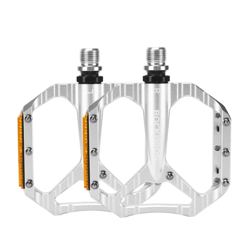 Fahrradpedale rutschfest– Aluminium plattformpedale met reflektoren, abgedichte Kugellager, Anti-Rutsch-Pins, 9/16" Achse