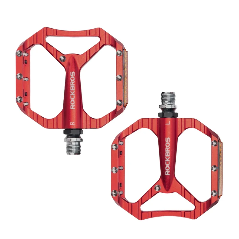 Fahrradpedale rutschfest– Aluminium plattformpedale met reflektoren, abgedichte Kugellager, Anti-Rutsch-Pins, 9/16" Achse