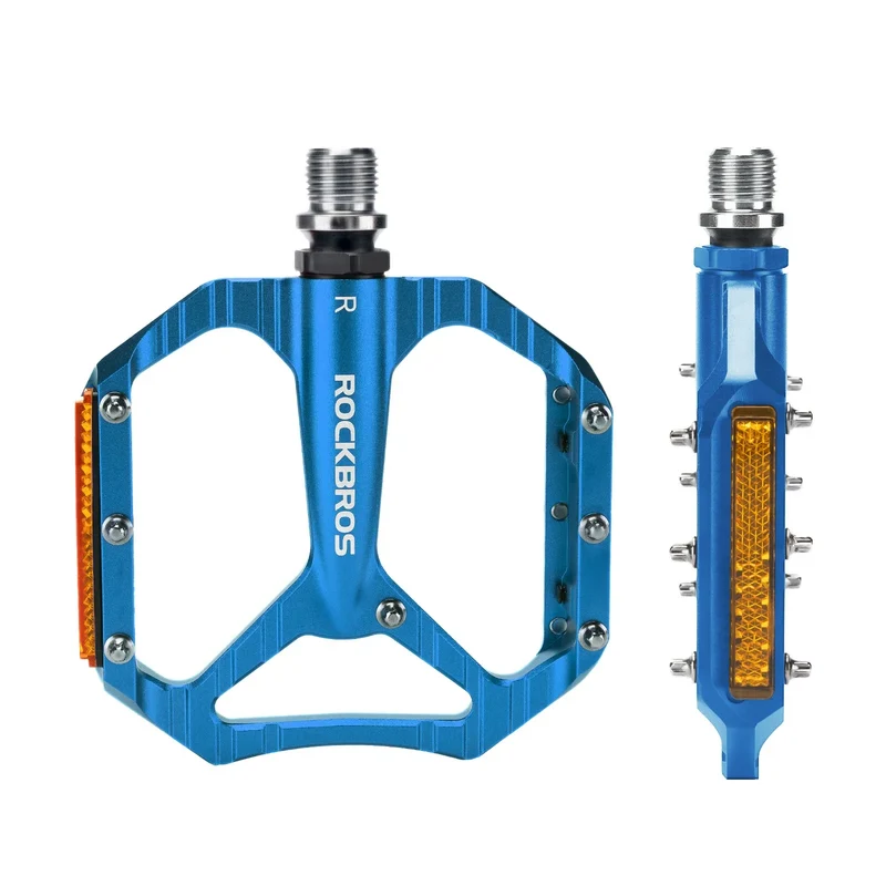 Fahrradpedale rutschfest– Aluminium plattformpedale met reflektoren, abgedichte Kugellager, Anti-Rutsch-Pins, 9/16" Achse