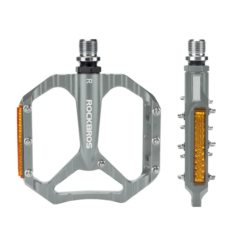 Fahrradpedale rutschfest– Aluminium plattformpedale met reflektoren, abgedichte Kugellager, Anti-Rutsch-Pins, 9/16" Achse