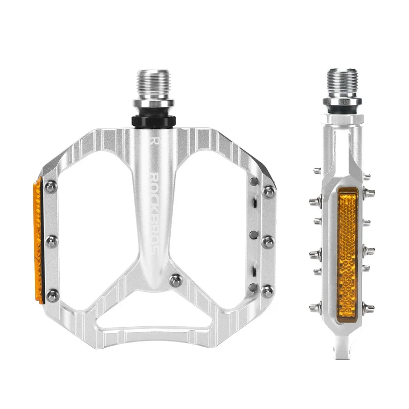 Fahrradpedale rutschfest– Aluminium plattformpedale met reflektoren, abgedichte Kugellager, Anti-Rutsch-Pins, 9/16" Achse
