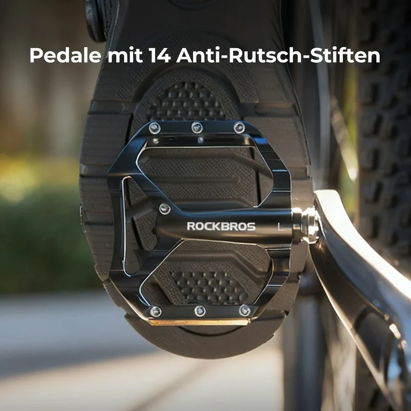 Fahrradpedale rutschfest– Aluminium plattformpedale met reflektoren, abgedichte Kugellager, Anti-Rutsch-Pins, 9/16" Achse