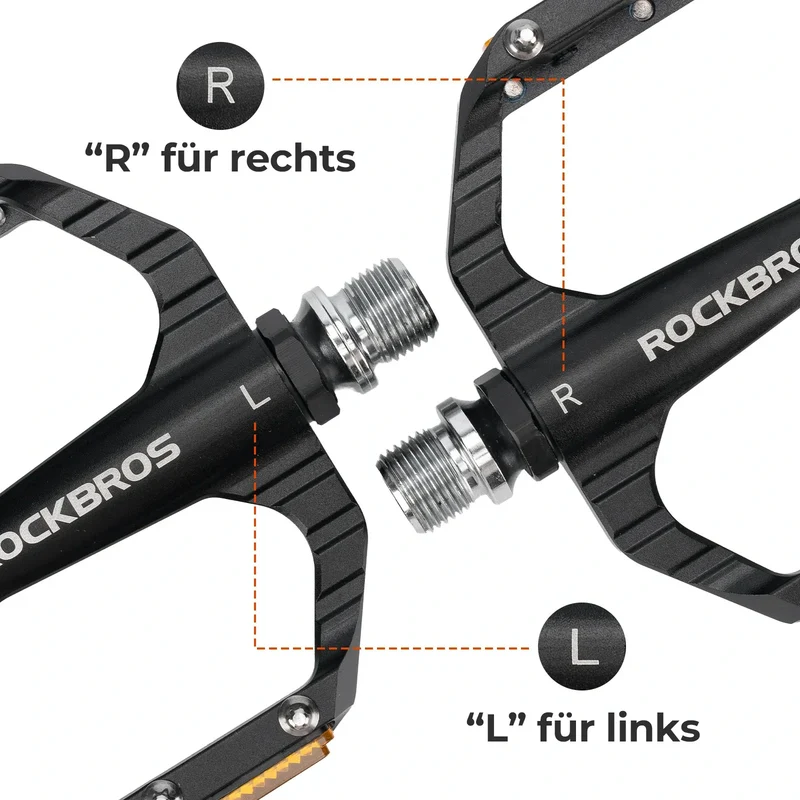 Fahrradpedale rutschfest– Aluminium plattformpedale met reflektoren, abgedichte Kugellager, Anti-Rutsch-Pins, 9/16" Achse