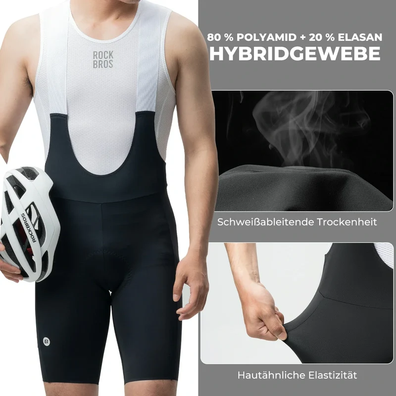 Radlerhose Heren Gepolstert, Fahrradhose Kurz, Bib Shorts mit Träger, Radsport Trägerhosen