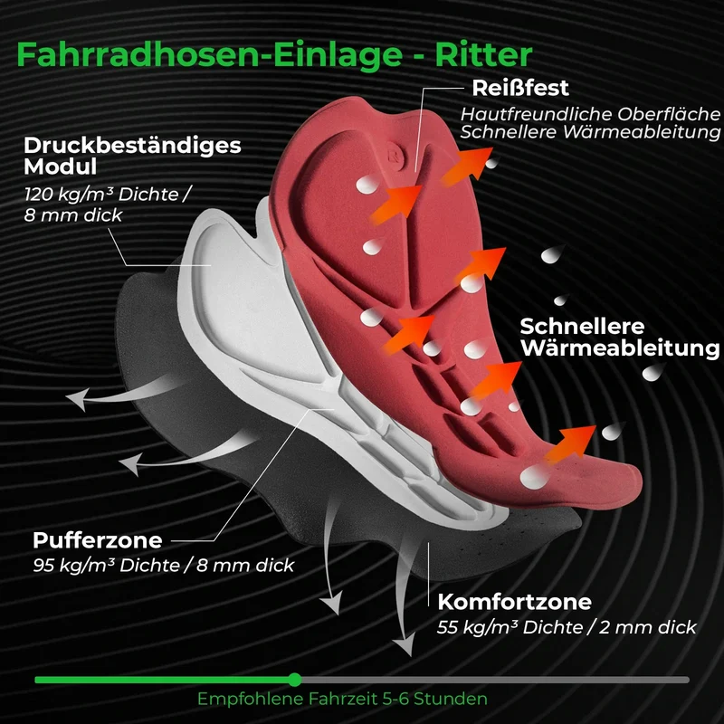 Radlerhose Heren Gepolstert, Fahrradhose Kurz, Bib Shorts mit Träger, Radsport Trägerhosen