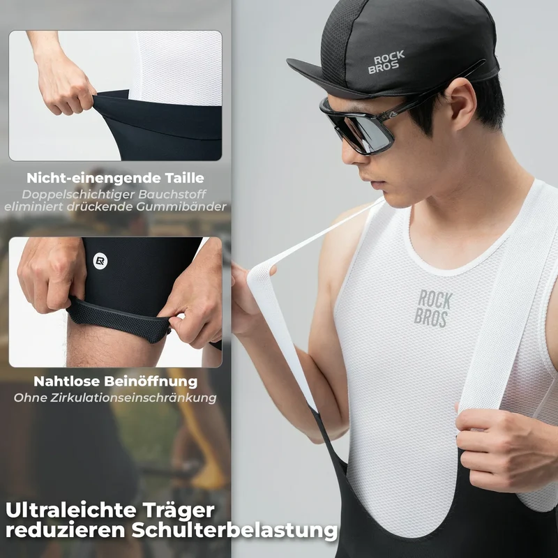Radlerhose Heren Gepolstert, Fahrradhose Kurz, Bib Shorts mit Träger, Radsport Trägerhosen
