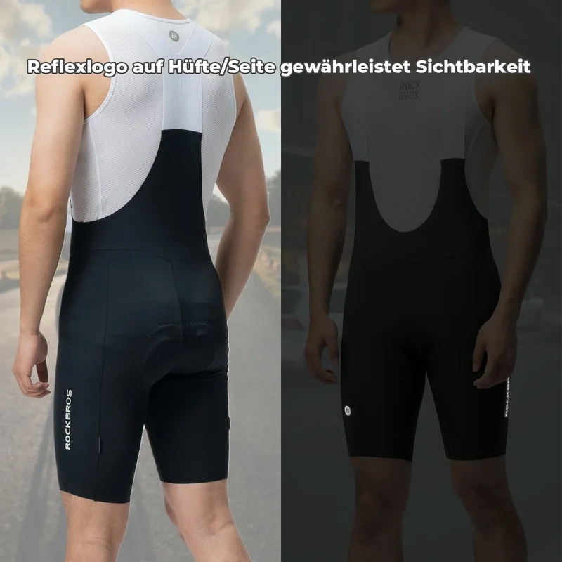 Radlerhose Heren Gepolstert, Fahrradhose Kurz, Bib Shorts mit Träger, Radsport Trägerhosen