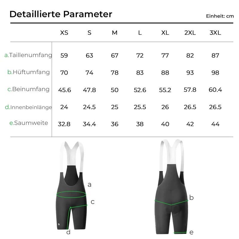 Radlerhose Heren Gepolstert, Fahrradhose Kurz, Bib Shorts mit Träger, Radsport Trägerhosen