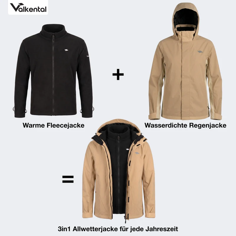 3in1 Smart Jacket - 100% reflektierend & wasserdicht mit Fleece Zipp-In - B-Ware