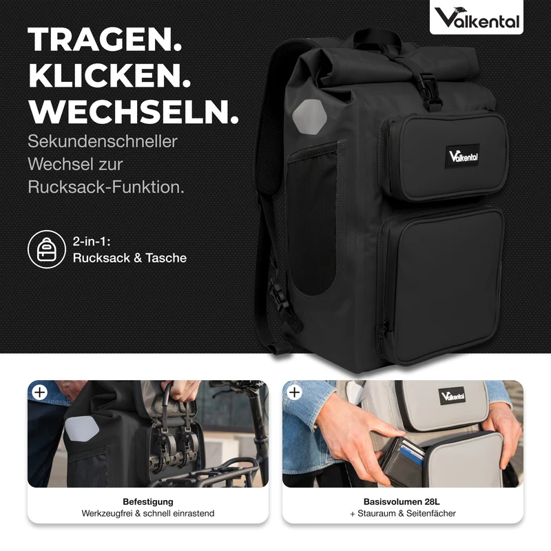 UrbanX 2.0 - 2in1 Fahrradtasche & Rucksack für die Stadt - B-Ware