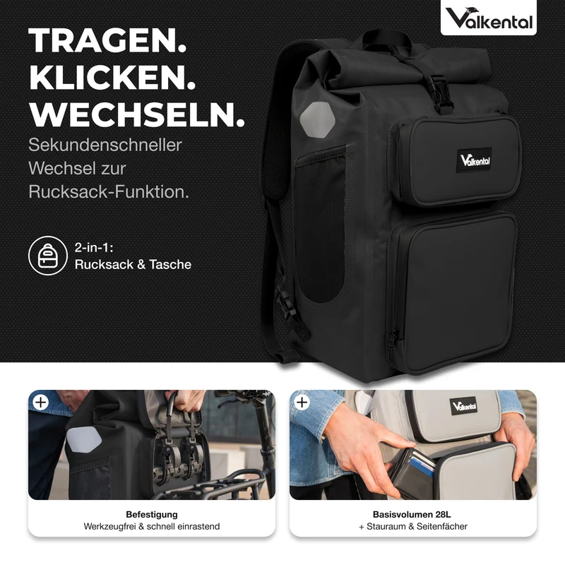 UrbanX 2.0 - 2in1 Fahrradtasche & Rucksack für die Stadt - B-Ware