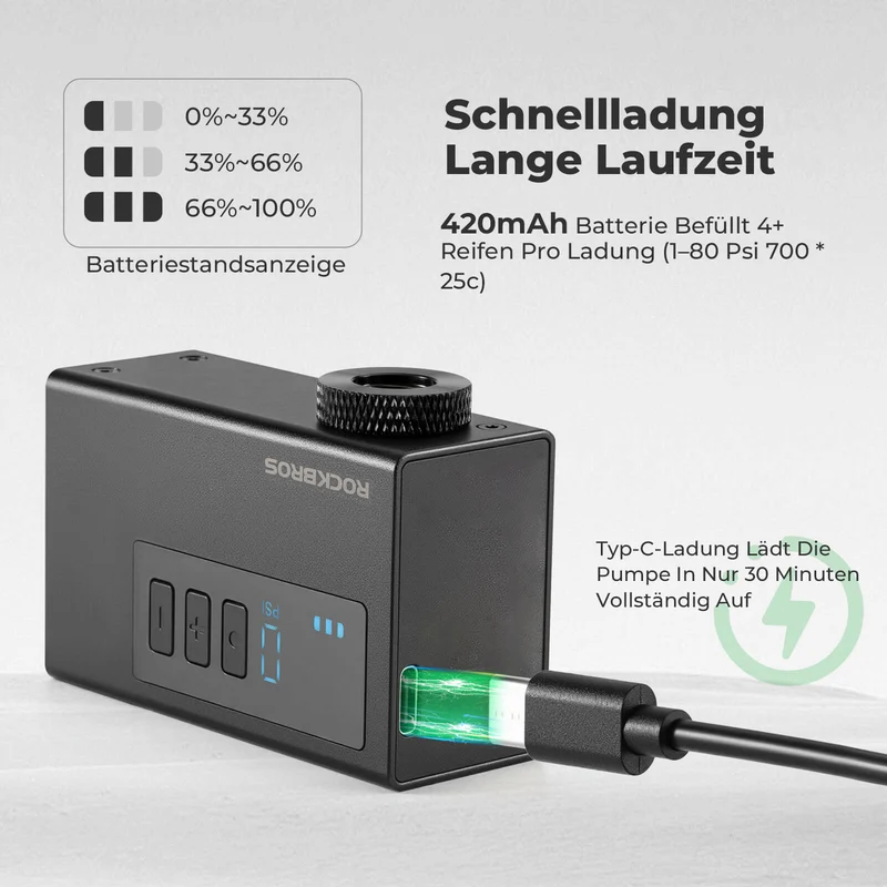 ROCKBROS MINI Elektrische Fahrradpomp Tragbar AS240 Pro