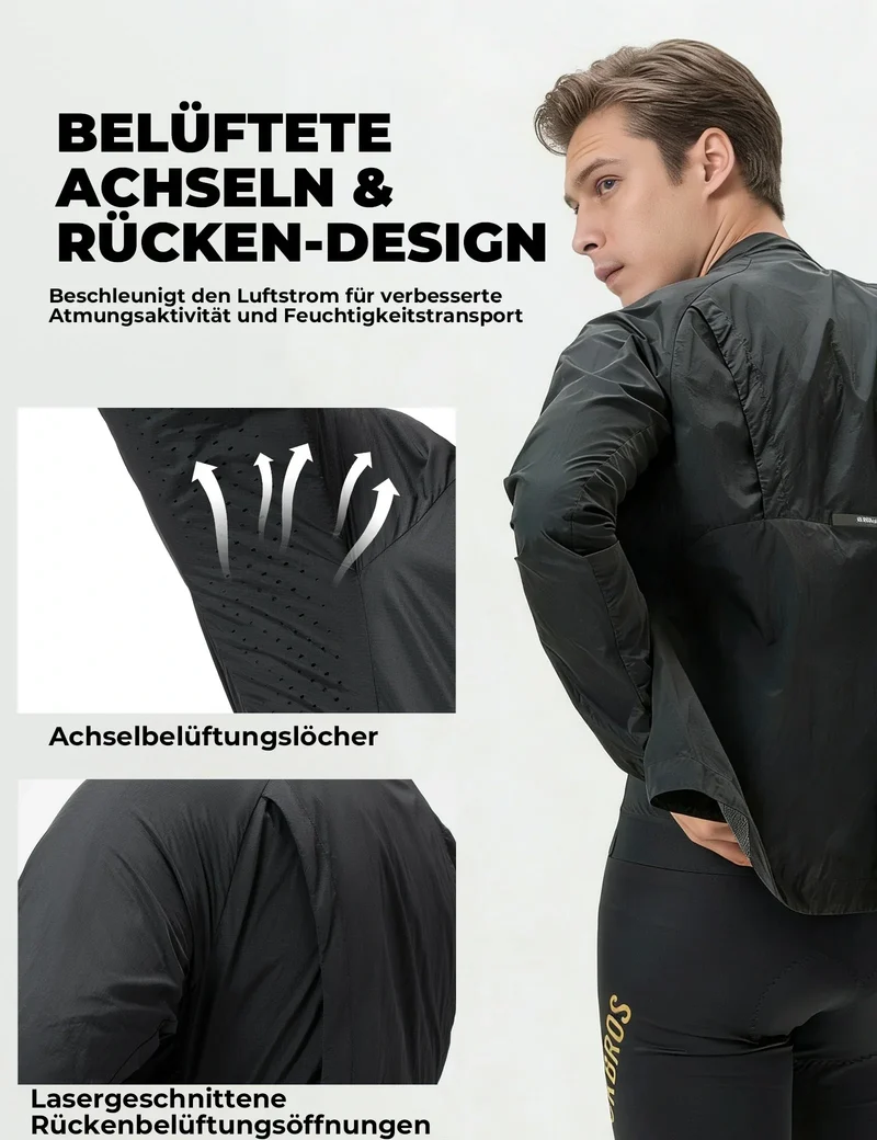 Winddichte Fahrradjacke, Leichte Atmungsaktive Schnelltrocknende Windbreaker, Faltbare