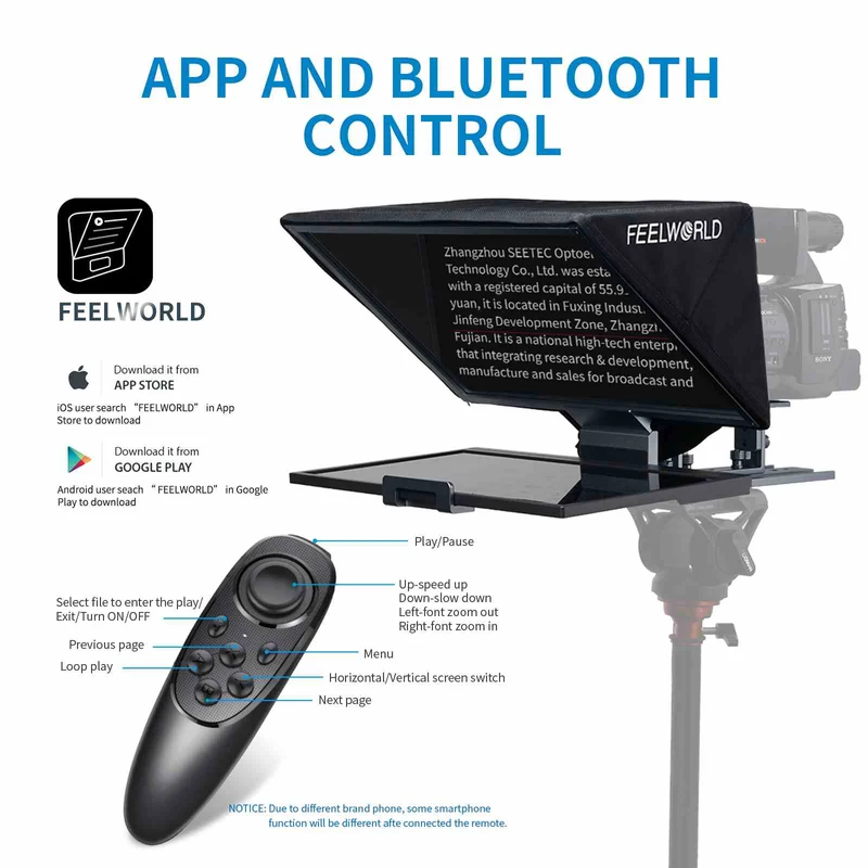 Der faltbare 16-Zoll-Teleprompter FEELWORLD TP16 unterstützt horizontale und vertikale Eingabeaufforderungen für Tablets mit bis zu 16 Zoll