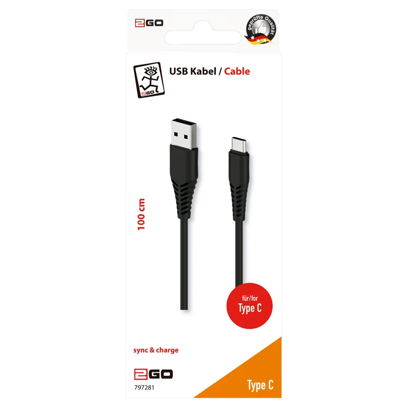 USB Datenkabel - USB A auf USB Type-C - 100 cm - schwarz