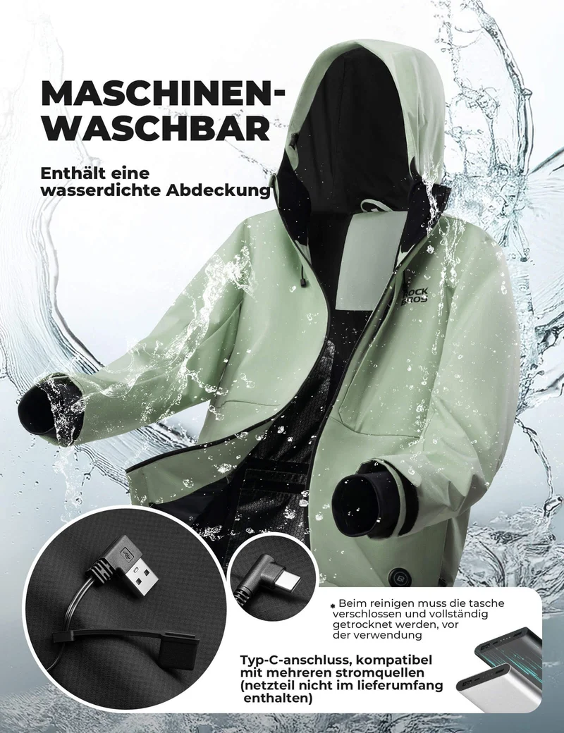ROCKBROS Beheizbare Fahrradjacke met Typ-C-Anschluss