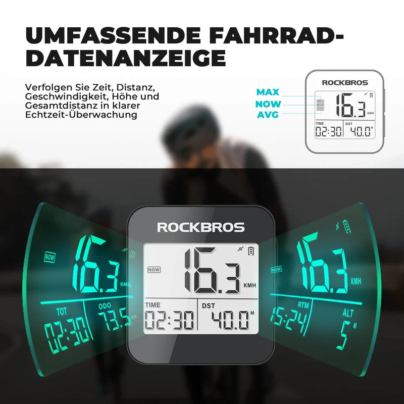 ROCKBROS Fahrradcomputer Kabellos G1