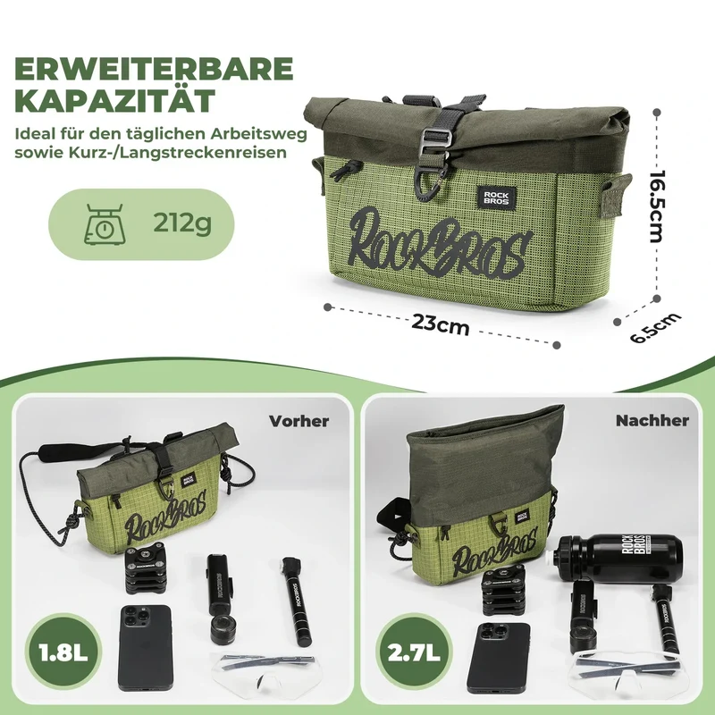 Lenkertasche voor Flatrad en Brompton 1,8-2,7 L