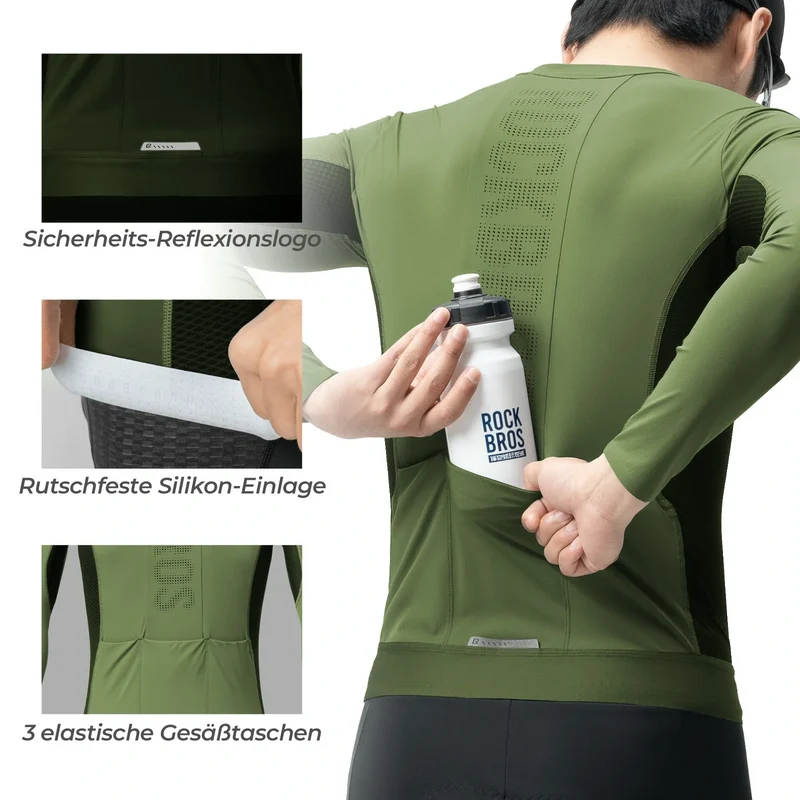 Fahrradtrikot Radtrikot Langarmheren, atmungsaktiv en schnelltrocknend, elastisches