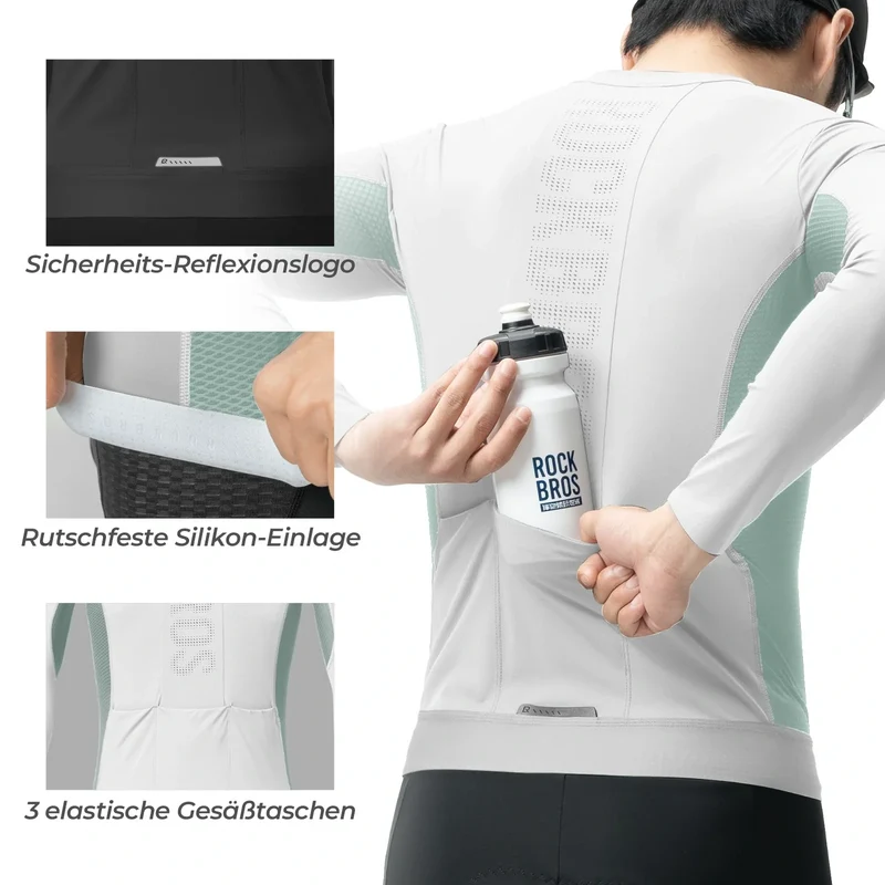 Fahrradtrikot Radtrikot Langarmheren, atmungsaktiv en schnelltrocknend, elastisches