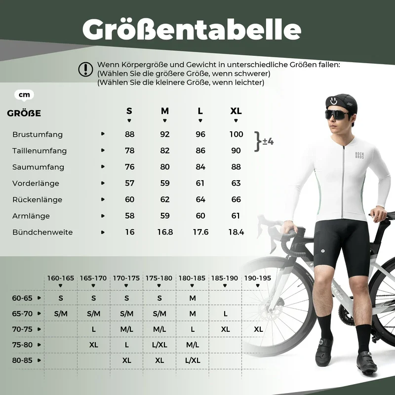Fahrradtrikot Radtrikot Langarmheren, atmungsaktiv en schnelltrocknend, elastisches