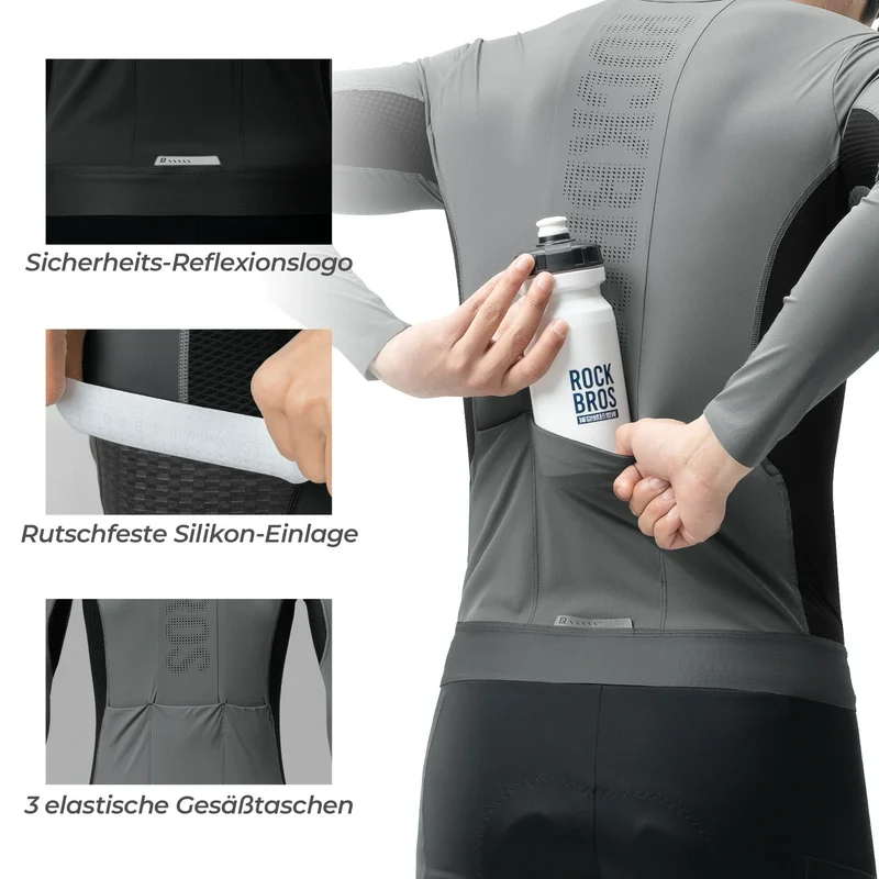 Fahrradtrikot Radtrikot Langarmheren, atmungsaktiv en schnelltrocknend, elastisches