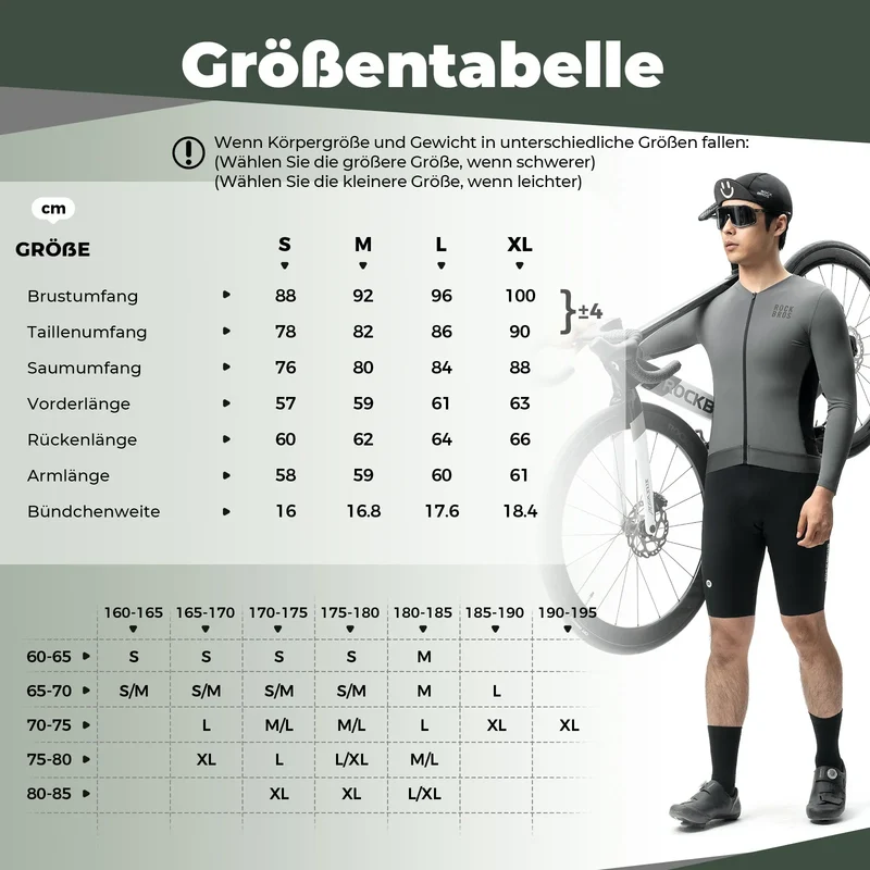 Fahrradtrikot Radtrikot Langarmheren, atmungsaktiv en schnelltrocknend, elastisches
