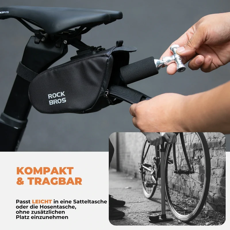Mini Fahrradpumpe mit CO₂-Adapter - Tragbar, Presta & Schrader Compatibel, да 80 PSI