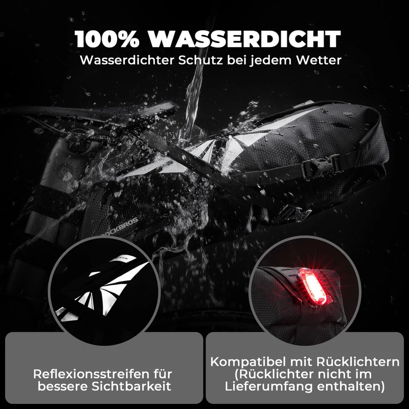 Fahrrad Satteltasche 100% Wasserdicht 8L met Reflektoren