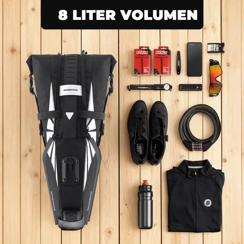 Fahrrad Satteltasche 100% Wasserdicht 8L met Reflektoren