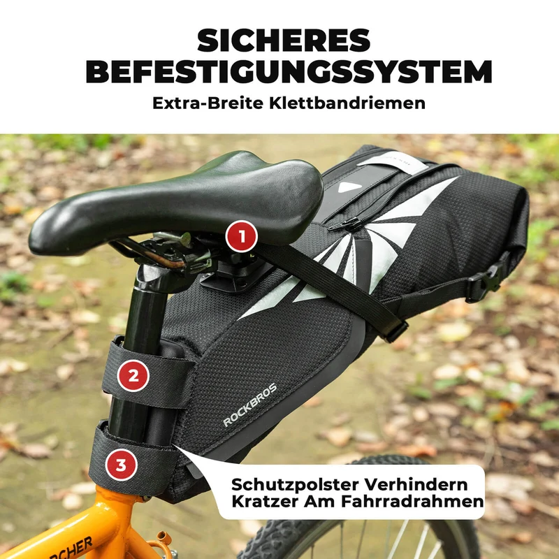 Fahrrad Satteltasche 100% Wasserdicht 8L met Reflektoren