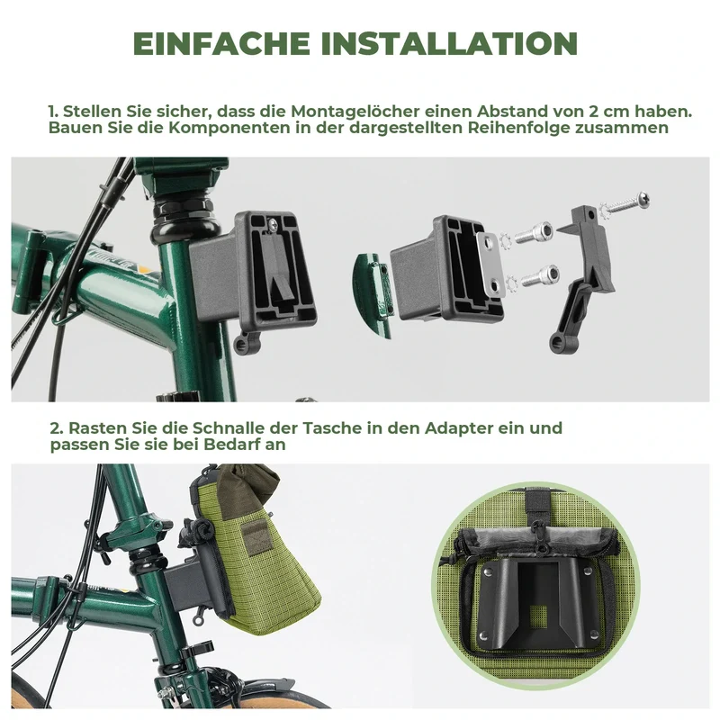 Lenkertasche voor Flatrad en Brompton, Fahrrad Tasche Lenker 2,8-4,6 L