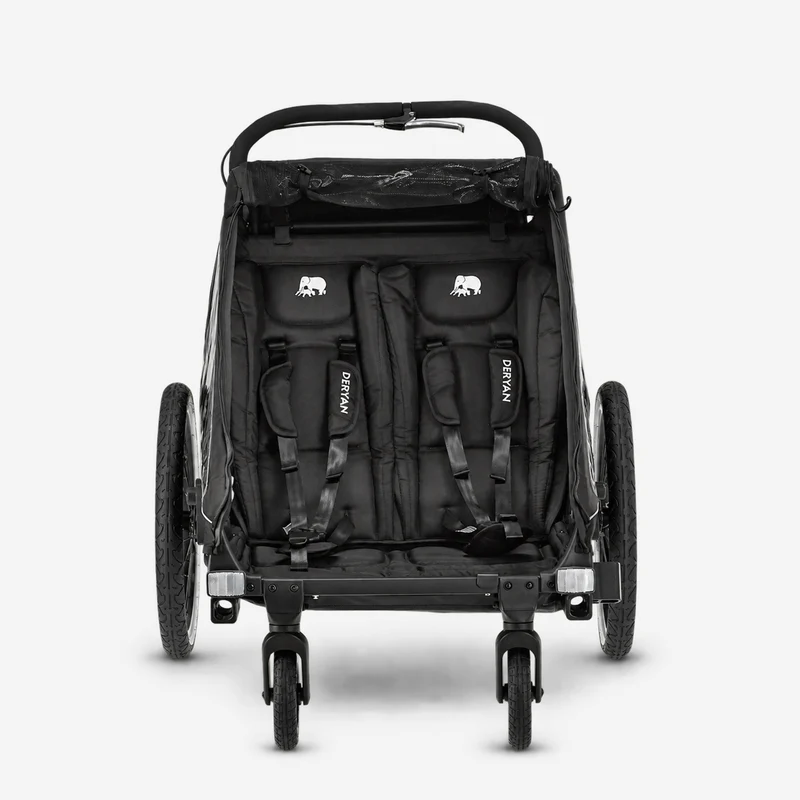 Luxus-Fahrradanhänger V2 – Wanderwagen – Laufkinderwagen Schwarz