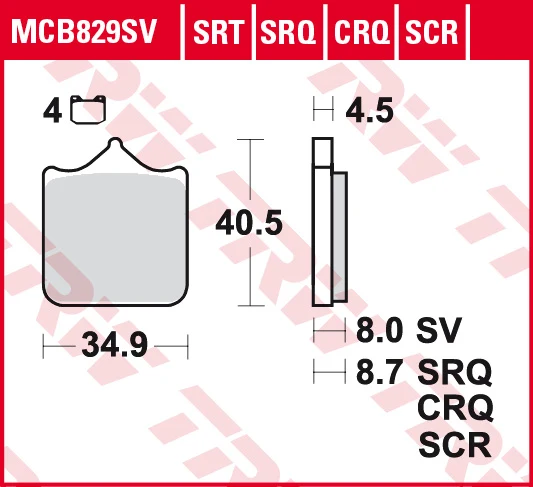 TRW Road & Track sintered brake pads MCB829SV