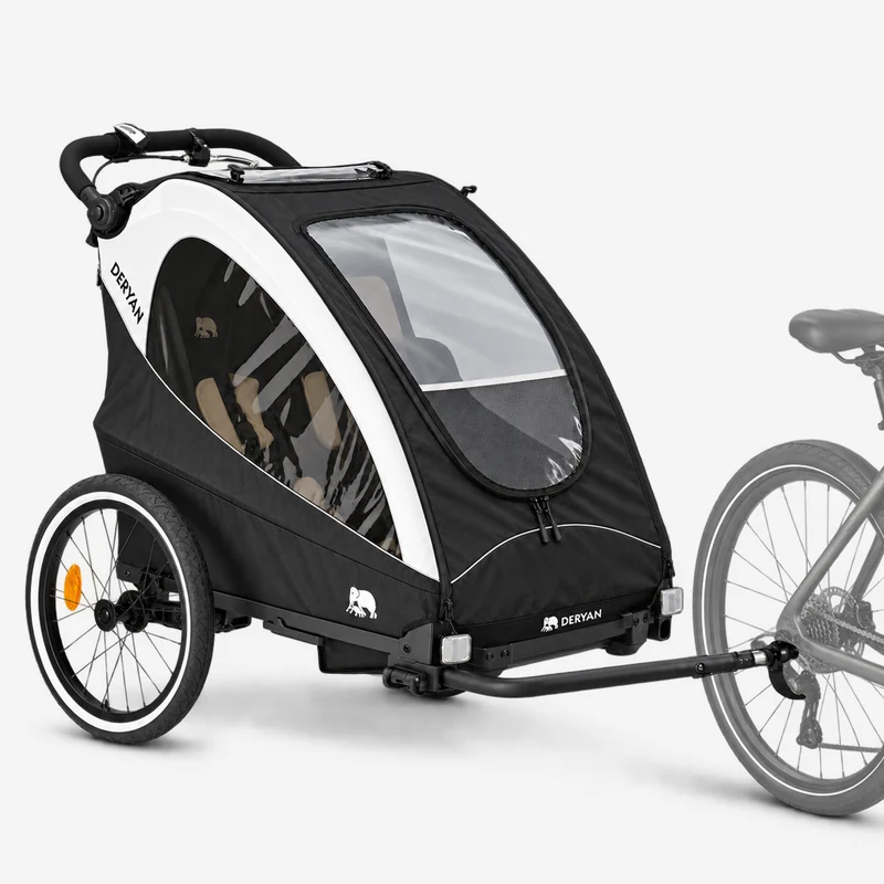 Luxus-Fahrradanhänger, 3-in-1-Kinderwagen und Jogger – Schwarz/Creme