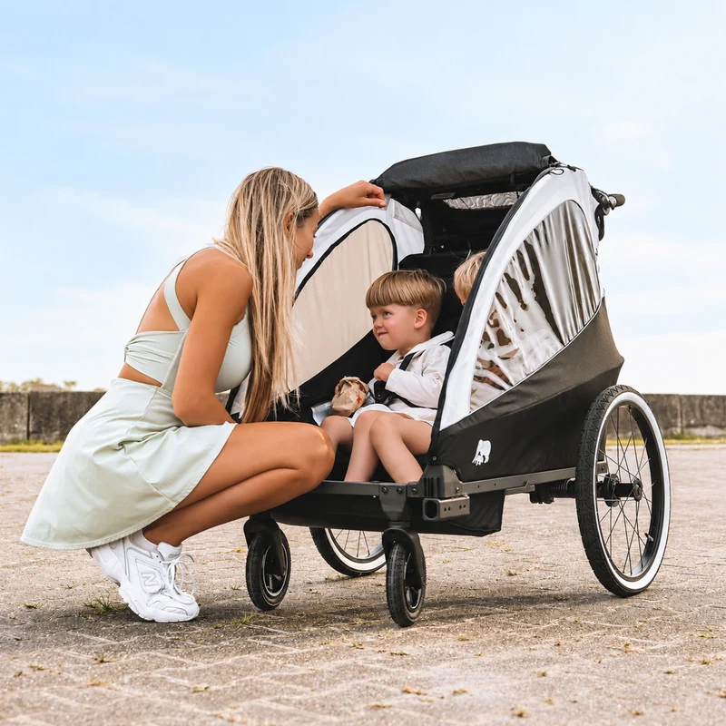 Luxus-Fahrradanhänger, 3-in-1-Kinderwagen und Jogger – Schwarz/Creme