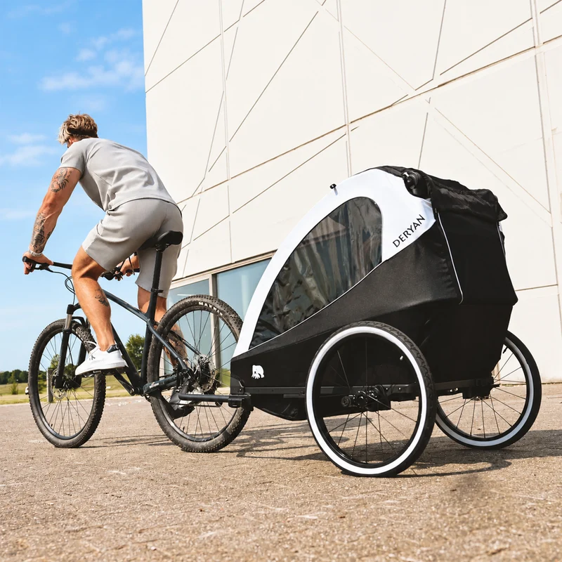 Luxus-Fahrradanhänger, 3-in-1-Kinderwagen und Jogger – Schwarz/Creme