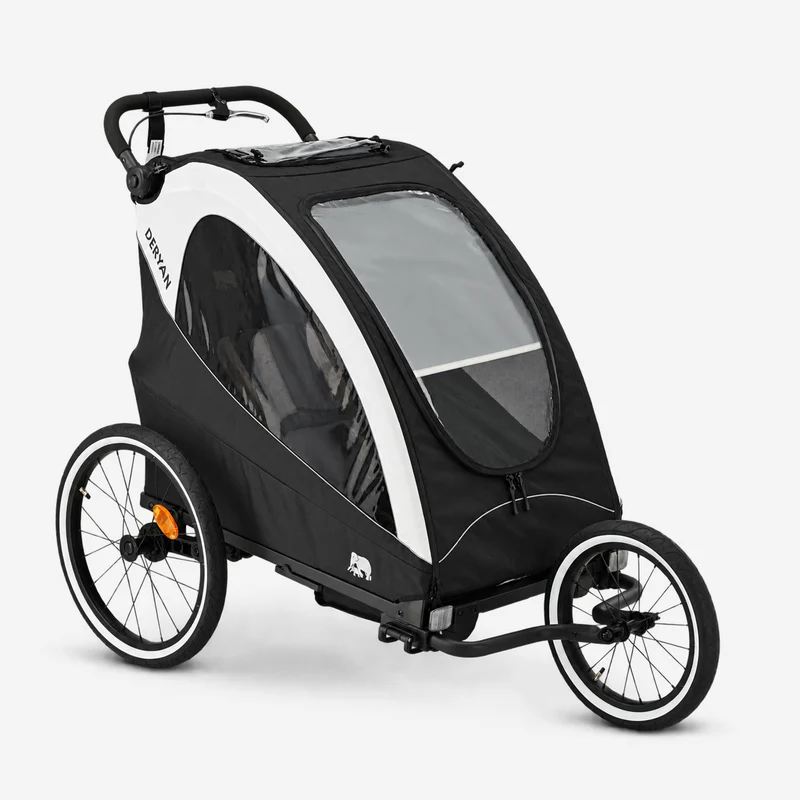 Luxus-Fahrradanhänger, 3-in-1-Kinderwagen und Jogger – Schwarz/Creme