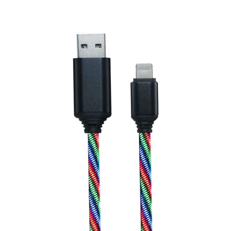 USB Datenkabel "Tricolor" - 3 Anschlussvarianten - 100 cm - grau mit dreifarbiger LED-Beleuchtung