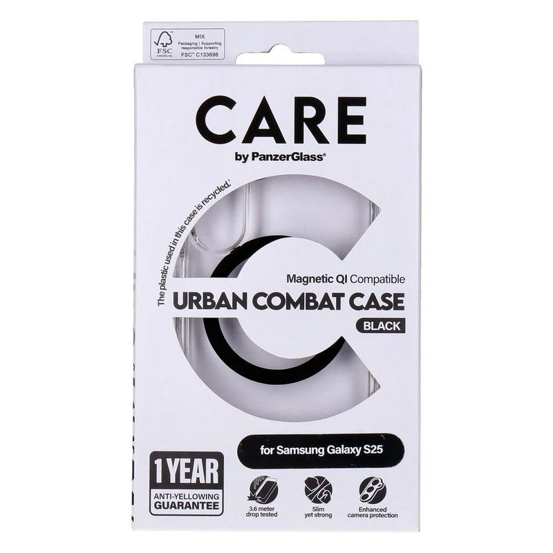 Care by PanzerGlass Urban Combat Case Transparent / Schwarz passend für Samsung Galaxy S25