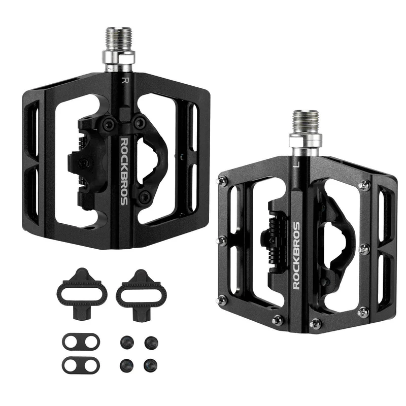 ROCKBROS Fahrradpedale Alu 2 in 1 SPD-pedaal voor MTB Rennrad Stadtrad
