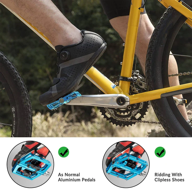 ROCKBROS Fahrradpedale Alu 2 in 1 SPD-pedaal voor MTB Rennrad Stadtrad