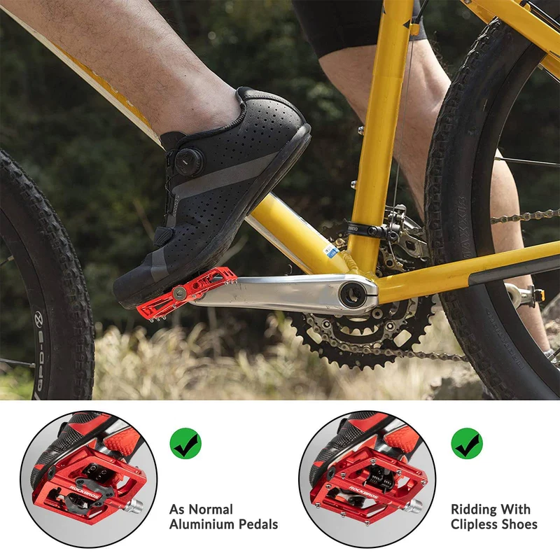 ROCKBROS Fahrradpedale Alu 2 in 1 SPD-pedaal voor MTB Rennrad Stadtrad