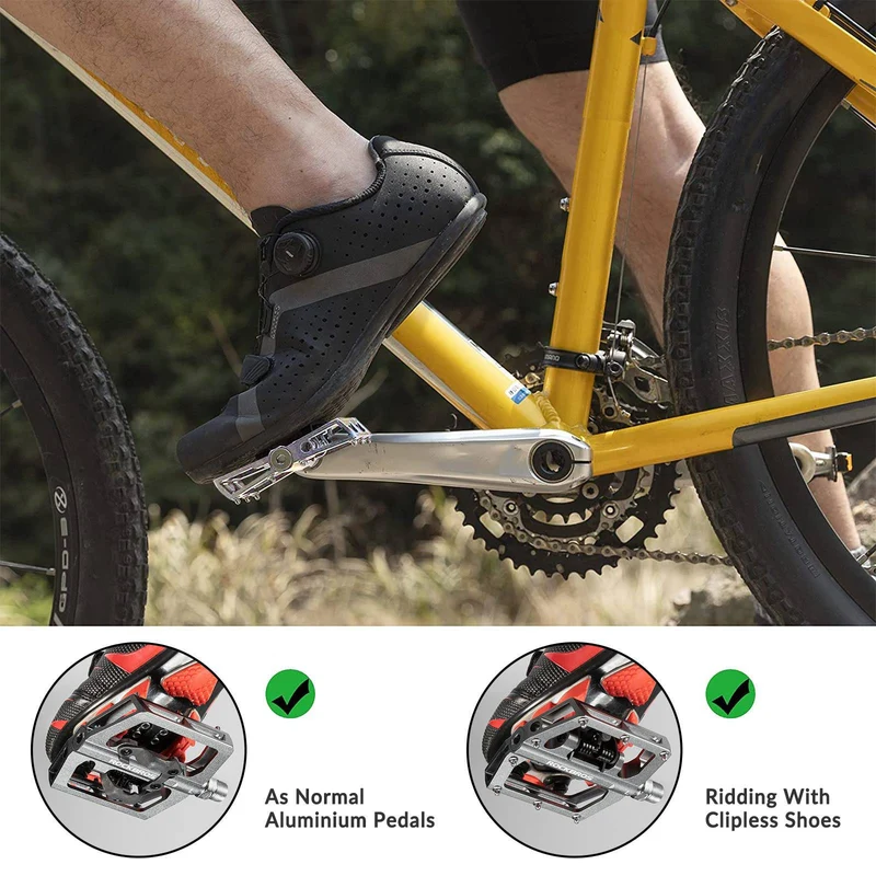 ROCKBROS Fahrradpedale Alu 2 in 1 SPD-pedaal voor MTB Rennrad Stadtrad