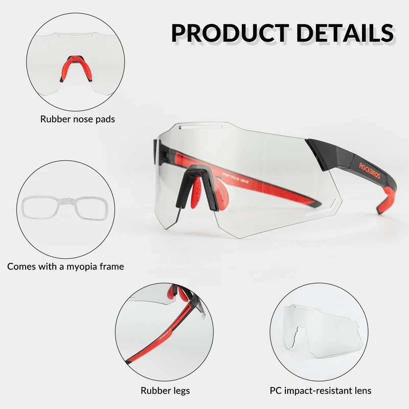 ROCKBROS Sonnenbrille UV400 Schutz Radsportbrille für Damen/Herren