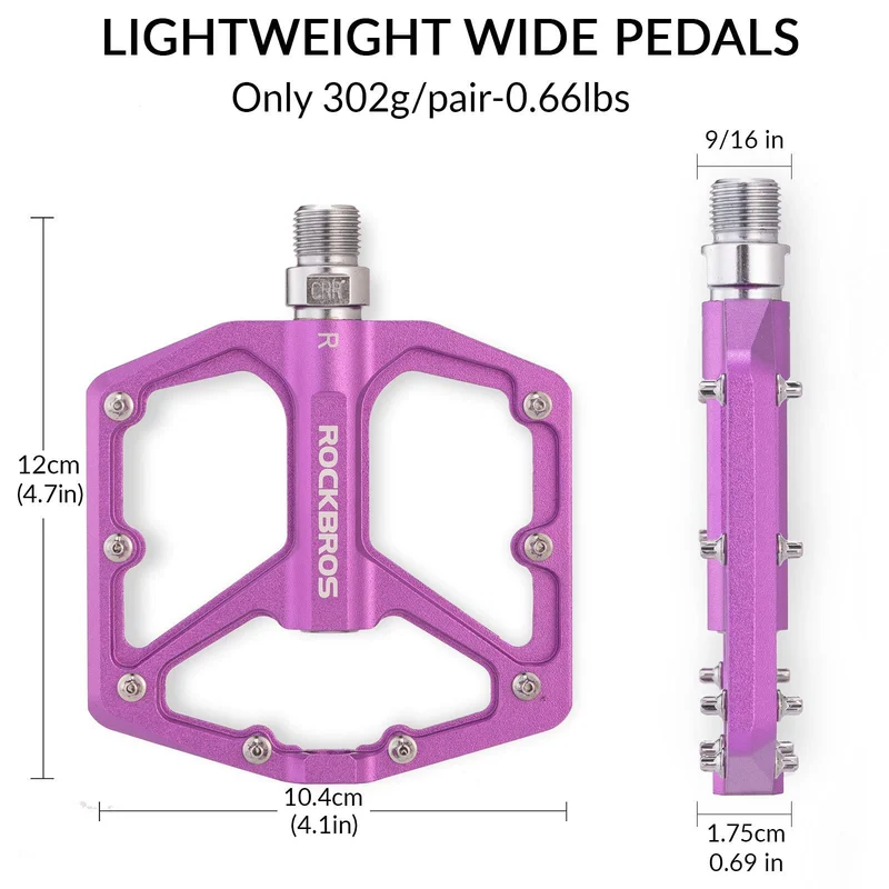 Педалі з алюмініевай платформай ROCKBROS 9/16 Zoll для MTB E-Bike Stadtrad