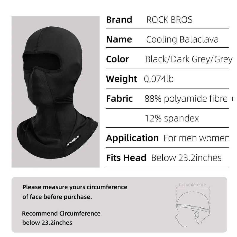 Бандана ROCKBROS Sturmhaube UPF 50+ Elastisch Multifunktionstuch Unisex