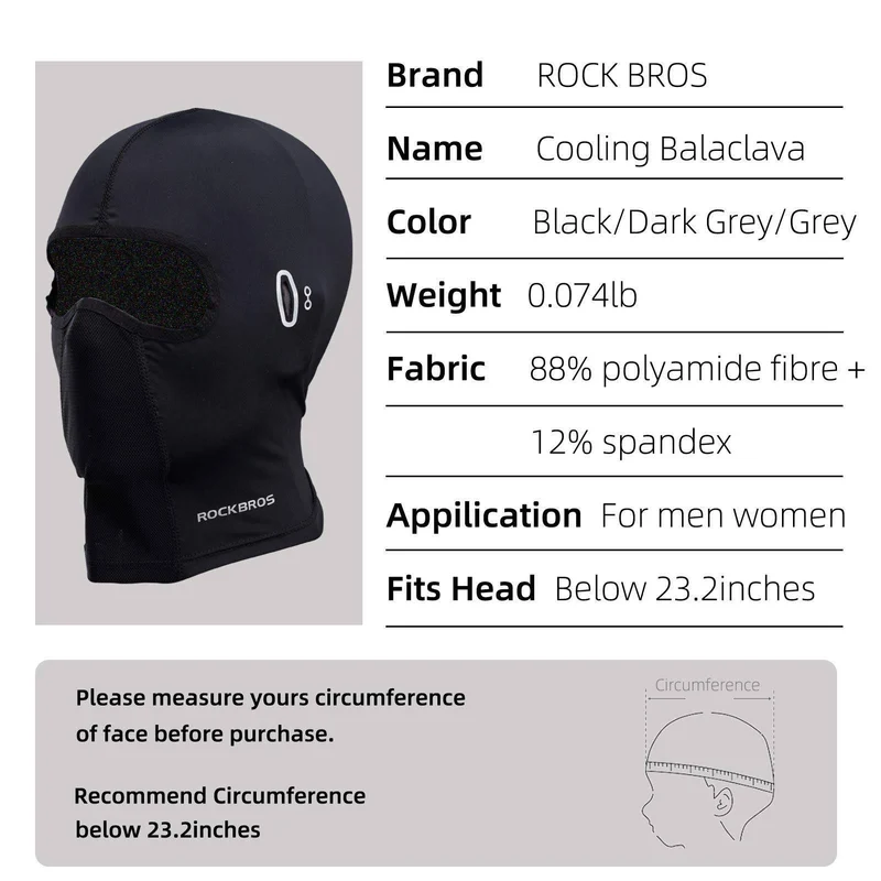 Бандана ROCKBROS Sturmhaube UPF 50+ Elastisch Multifunktionstuch Unisex