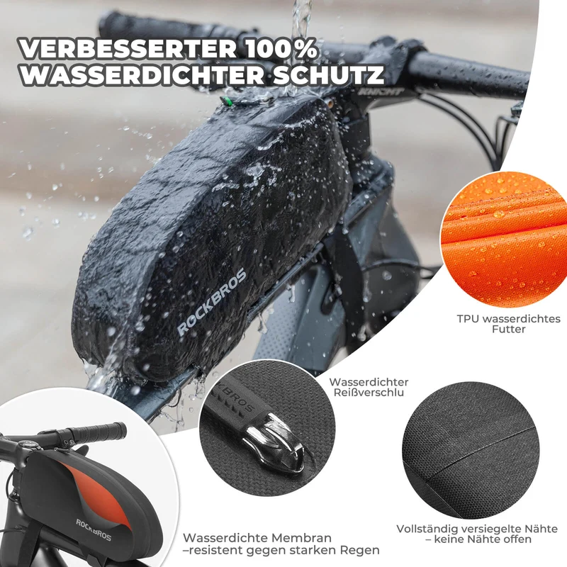 Oberrohrtassche 100% Wasserdicht voor Rennrad MTB